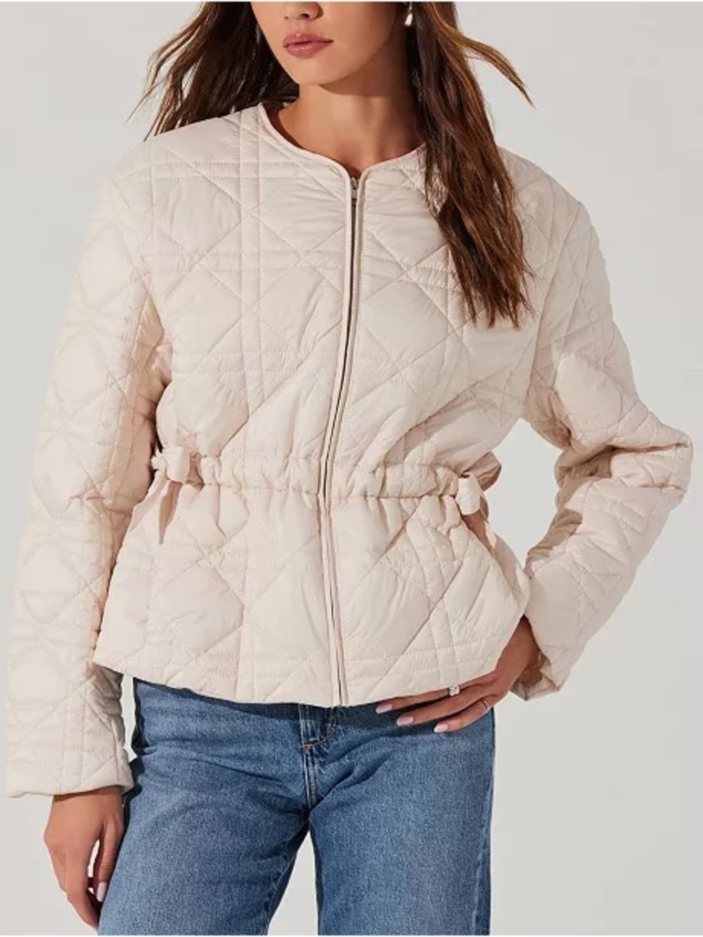 ASTR Joslyn Quilted Jacket Medium Drawstring Waist EUC Coquette Balletcore Chic